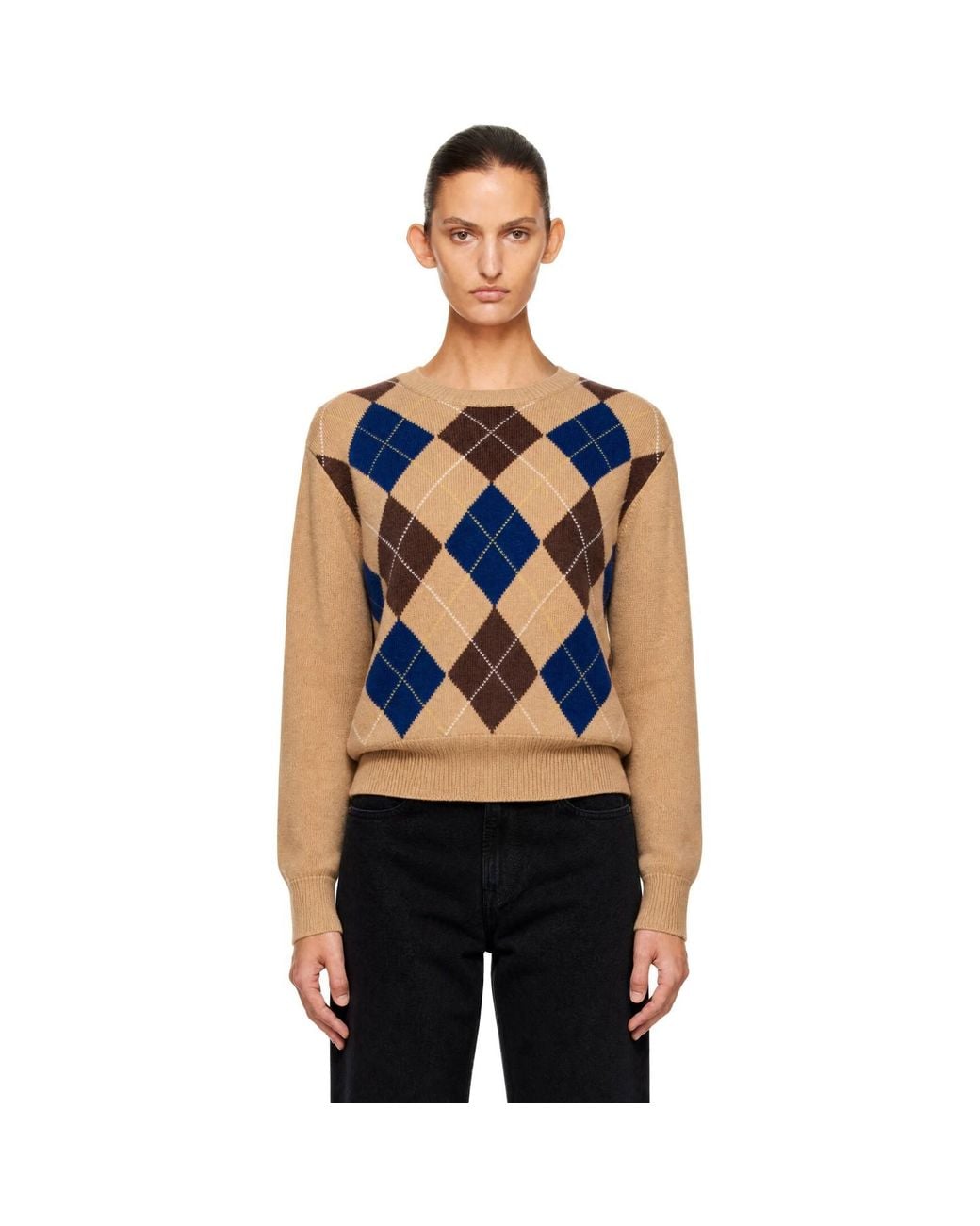 DUNST Blue Argyle Crewneck Sweater