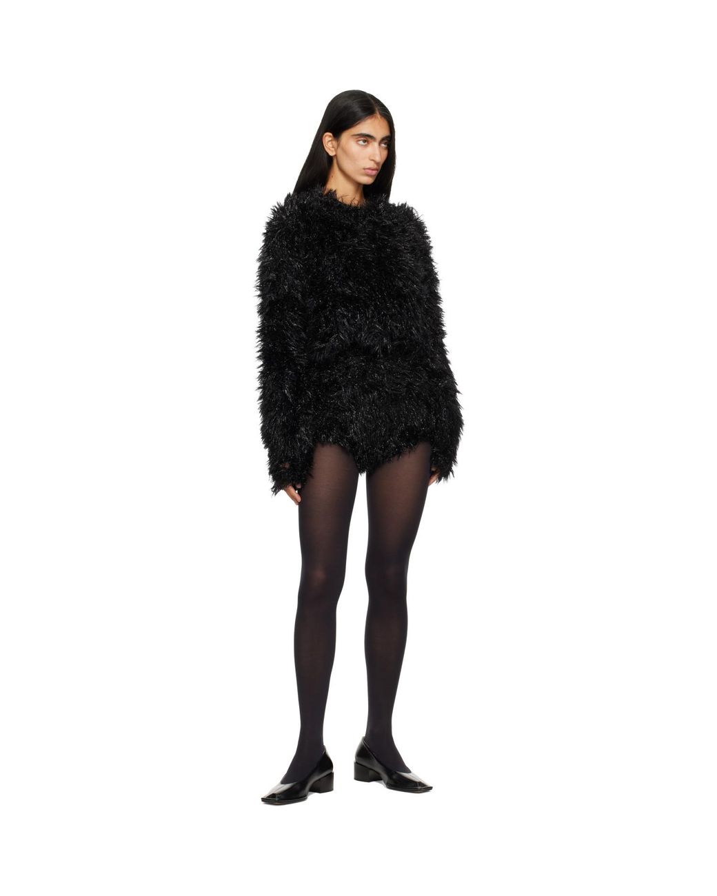 Junya Watanabe Black Glitter Crewneck Sweater
