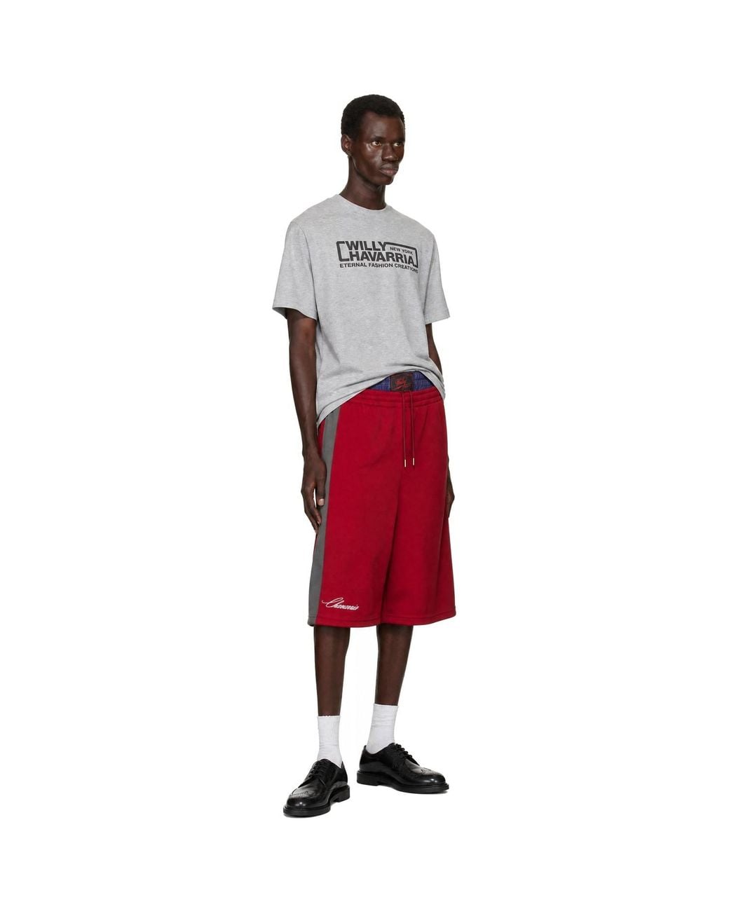 Willy Chavarria Red Os Exposed Bball Shorts for men