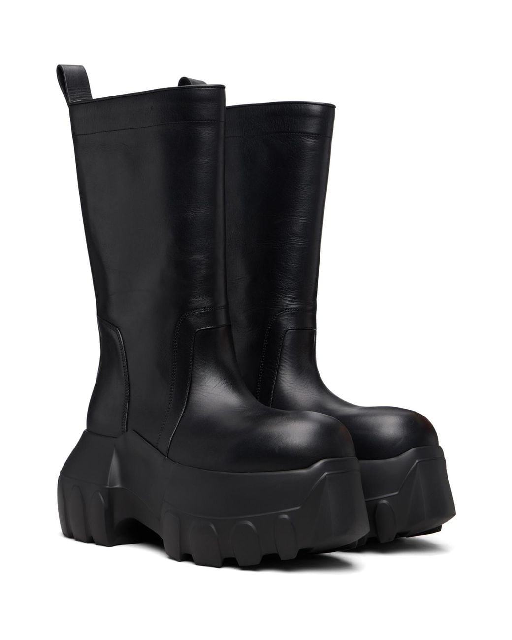 Rick Owens Black Temple Pull On Mega Tractor Boots for men