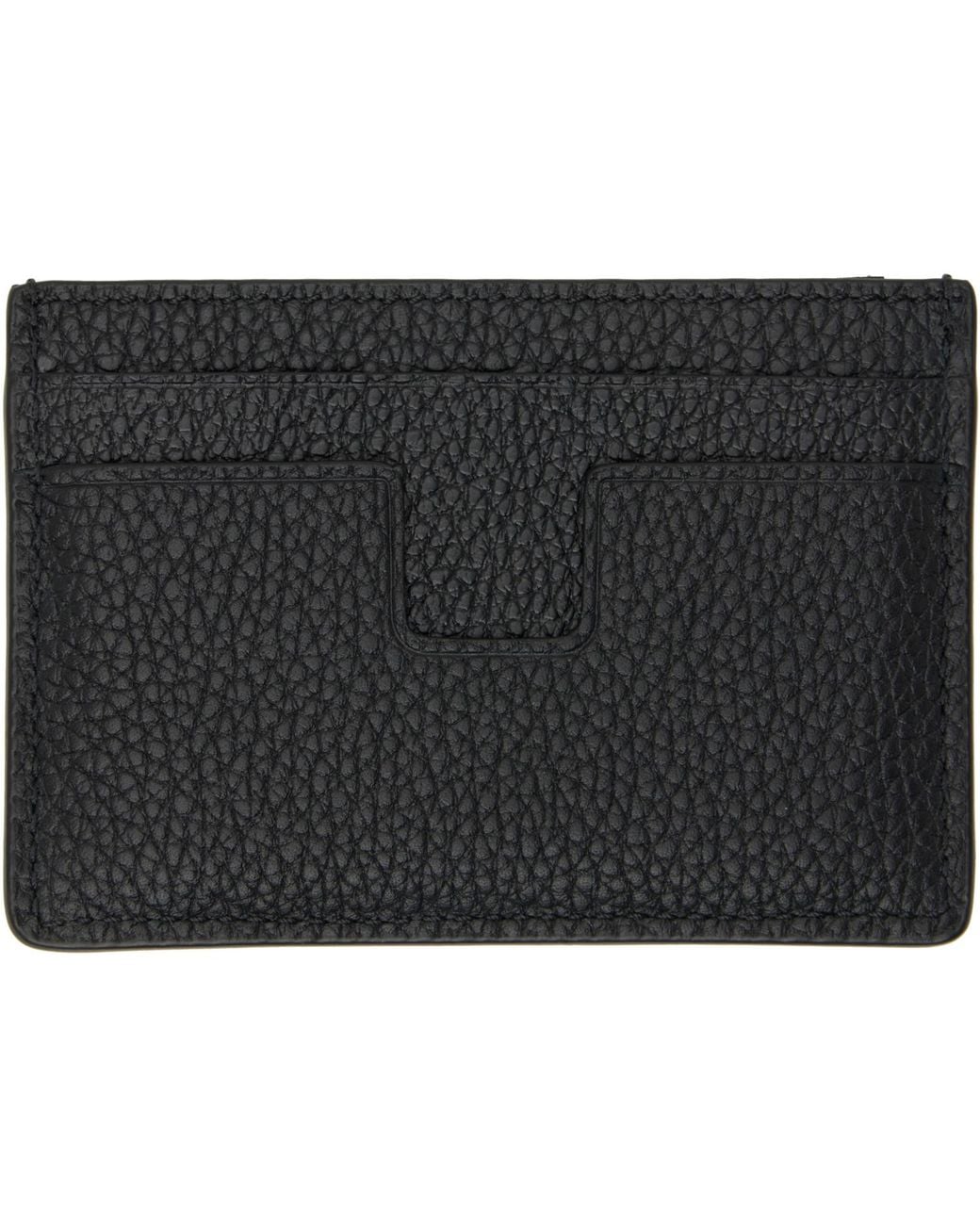 Tom Ford Black Grain Leather Classic Card Holder for men