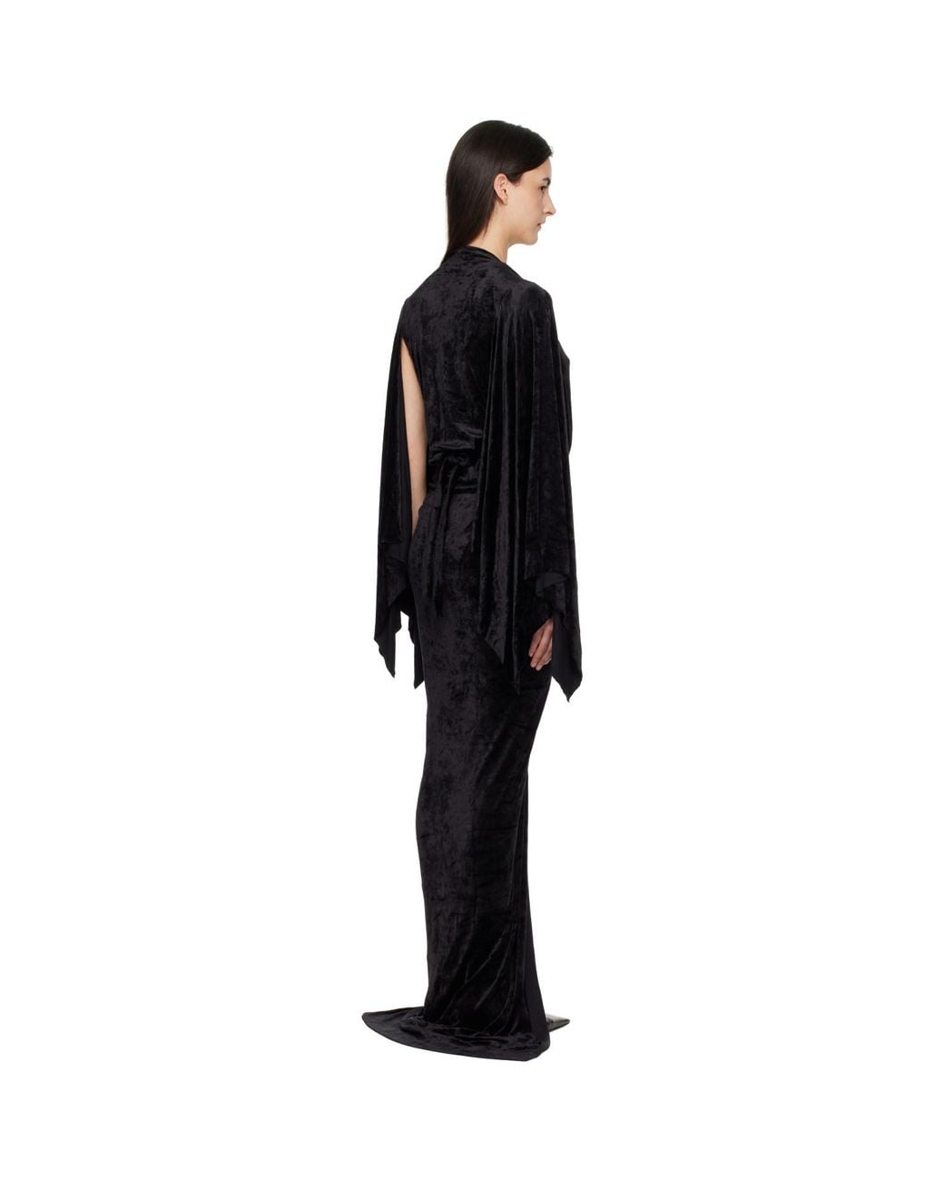Rick Owens Black Tower Flagsleeves Maxi Dress