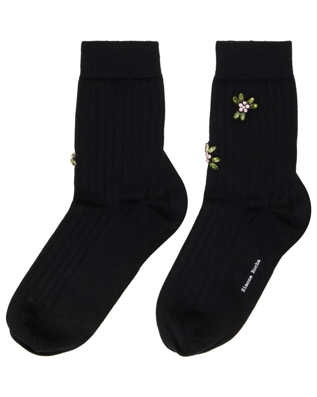 Simone Rocha Black Embellished Merino Silk Ankle Socks