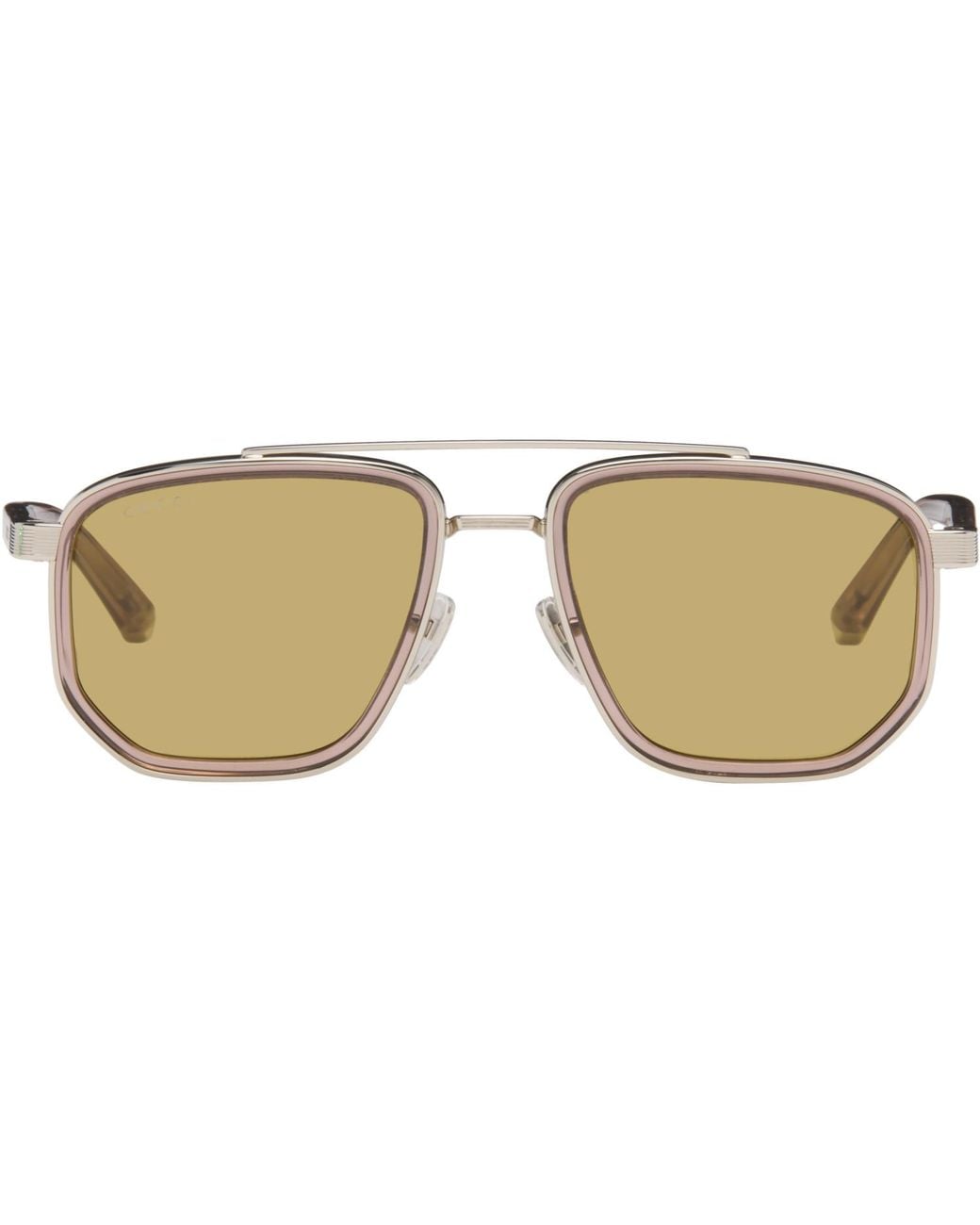 Gucci Brown Navigator Frame Sunglasses for men