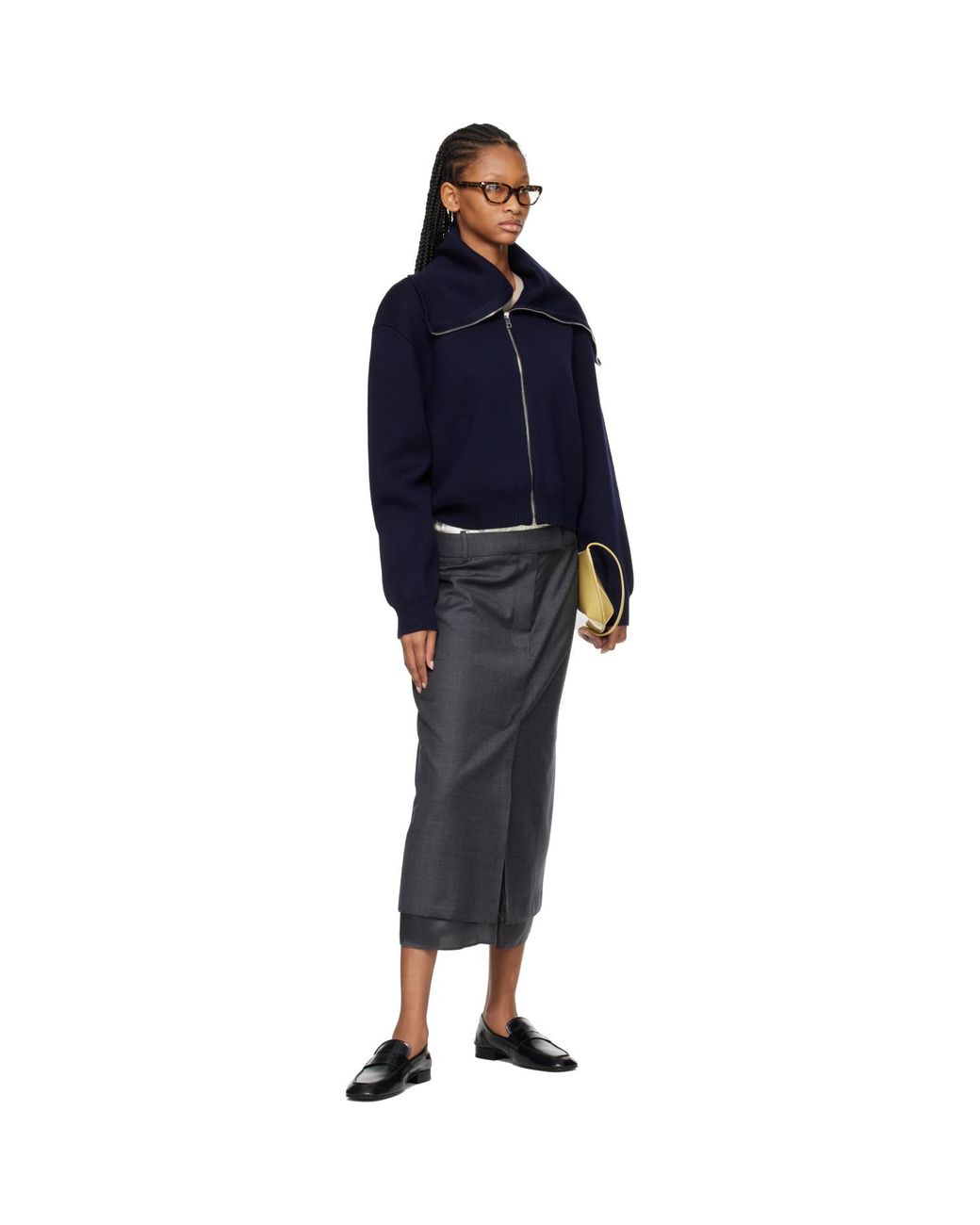 Rohe Black Boxer Detailed Midi Skirt