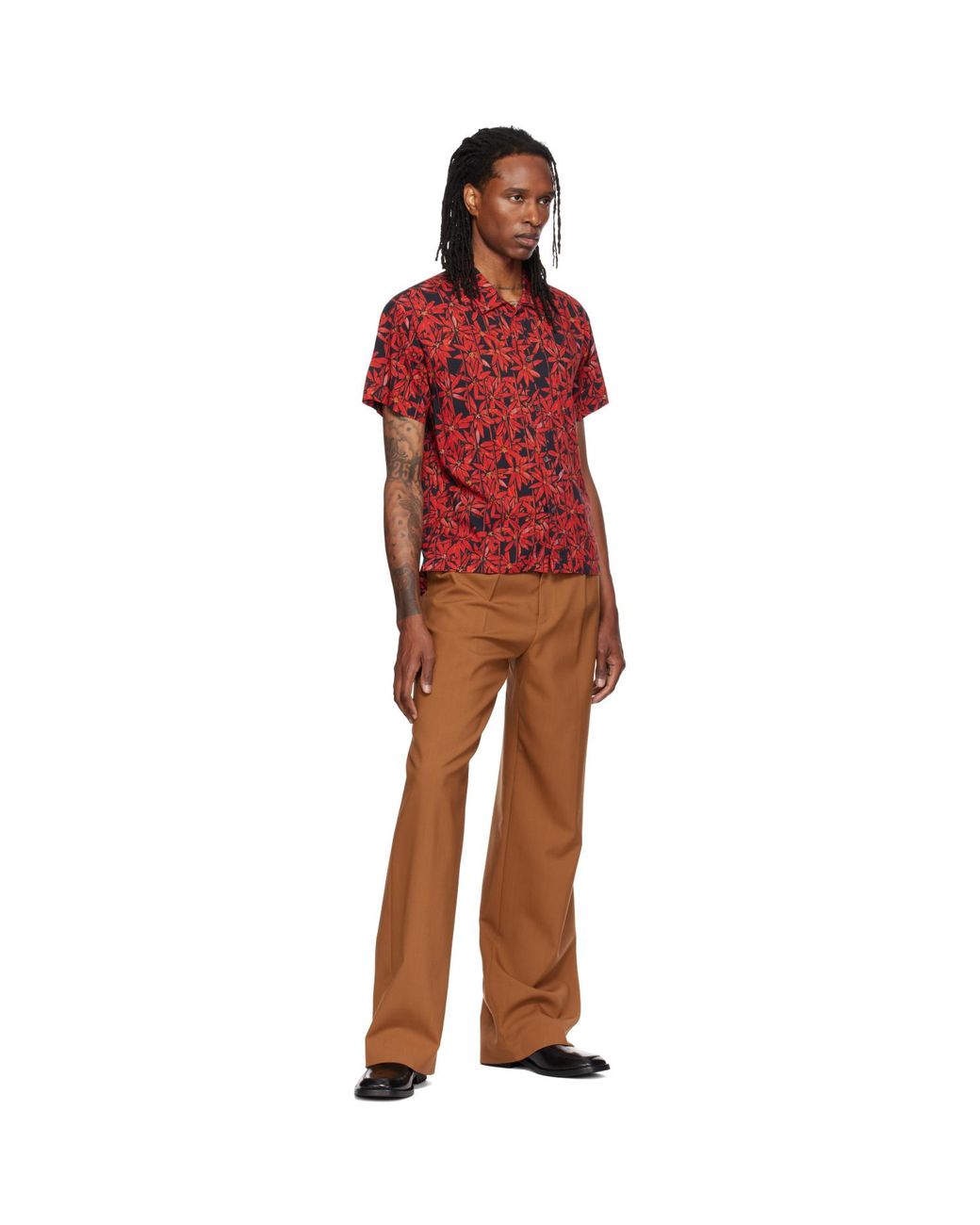 Magliano Red 'Behind Bars Flowers' Shirt for men