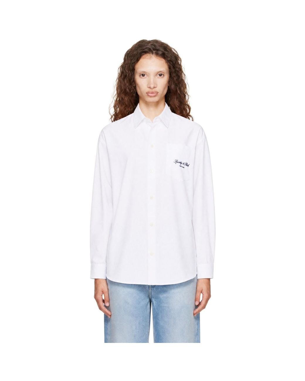 Sporty & Rich White Signature Ny Oversized Shirt