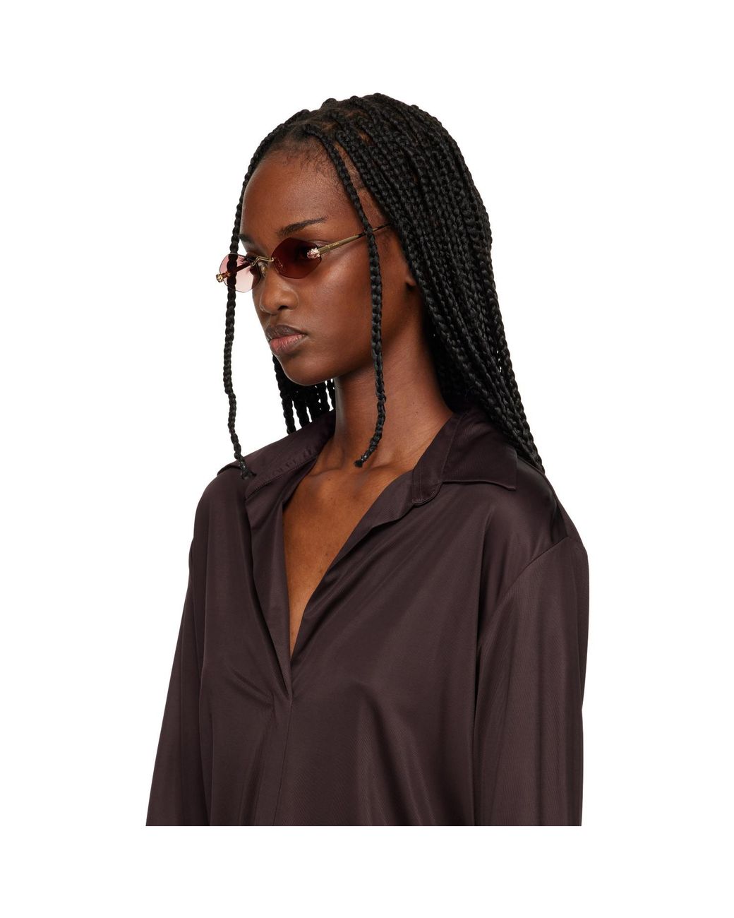 Cartier Black 'Panthère De Geometric Rimless Sunglasses