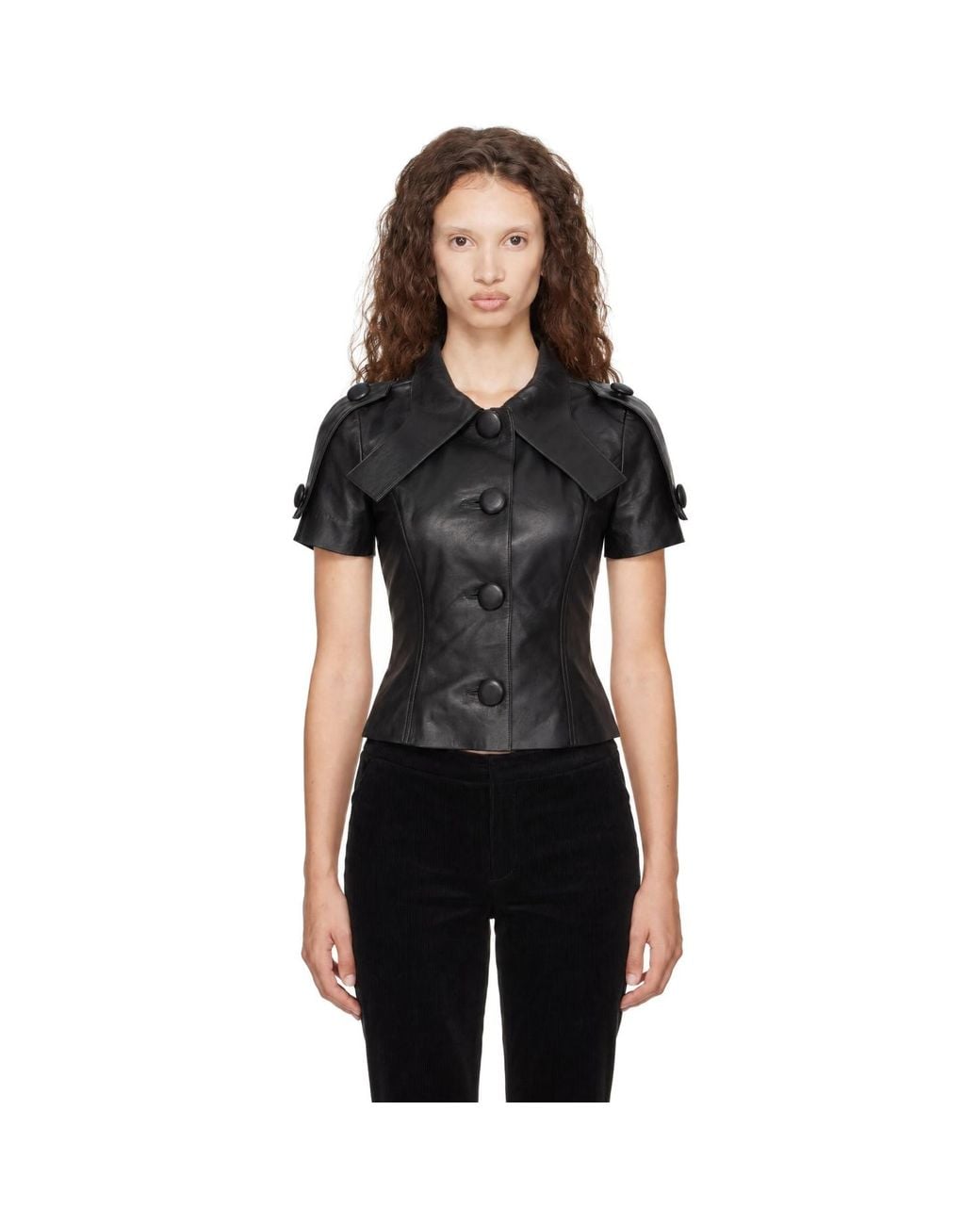 VAQUERA Black Leather Top