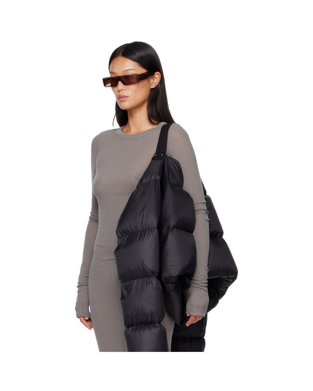 Rick Owens Black Tower Funnel Neck Down Jacket