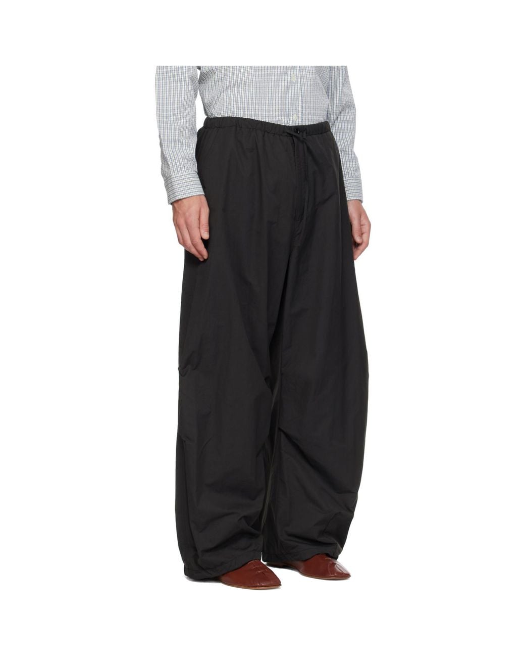 Amomento Black Drawstring Wide Fatigue Trousers for men