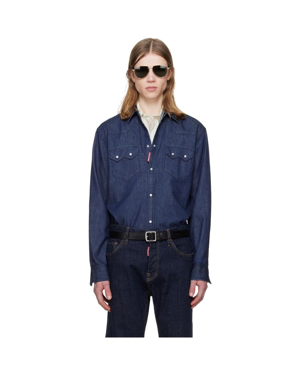 DSquared² Blue Twin Peaks Denim Shirt for men