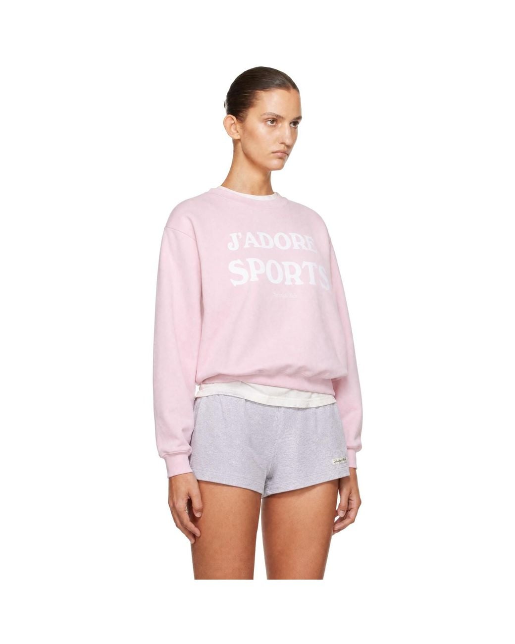 Sporty & Rich White 'J'Adore' Flocked Crewneck Sweatshirt
