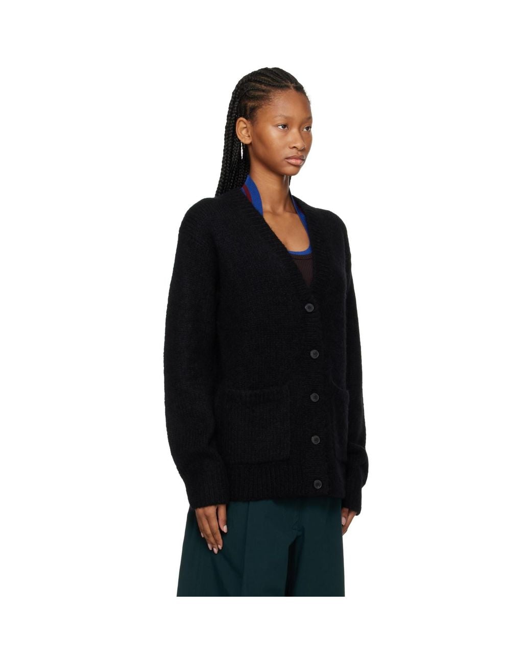 Dries Van Noten Black Alpaca Cardigan