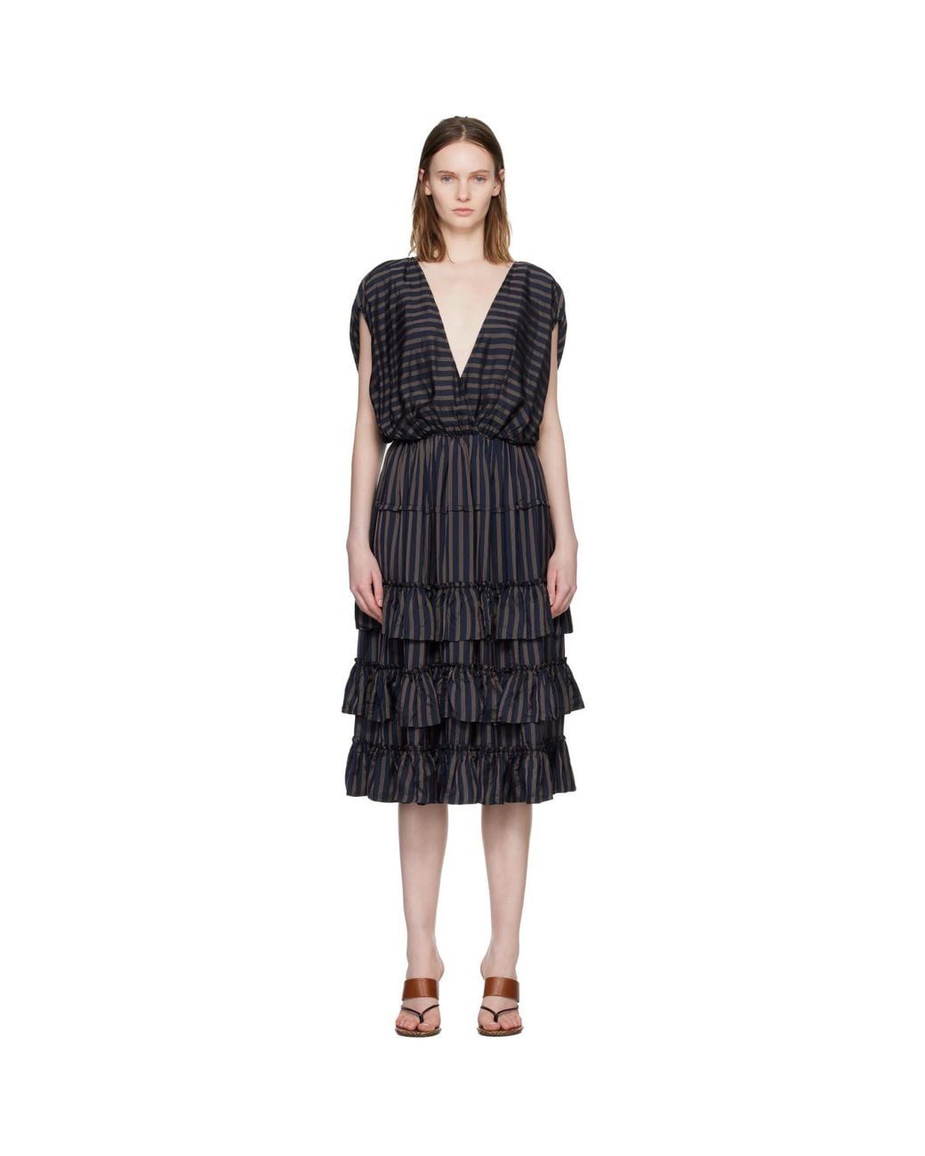 Dries Van Noten Black Ruffled Midi Dress