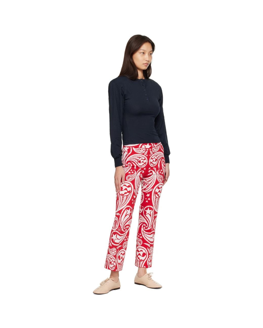 High Sport Red Cosmic Paisley Kick Trousers