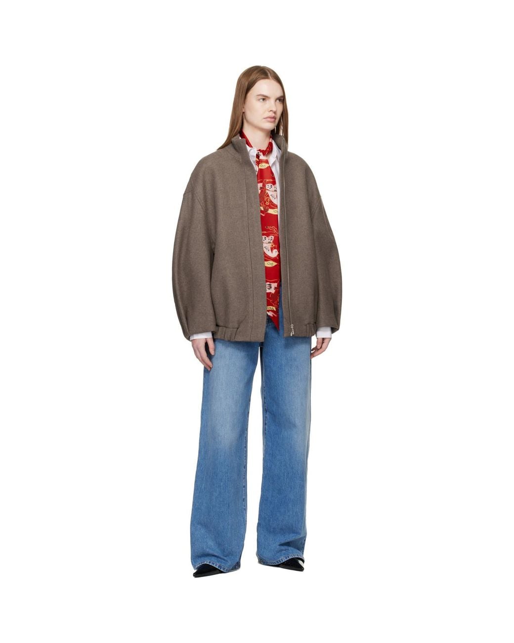 Burberry Red Skinny Watercolour Ekd Silk Scarf
