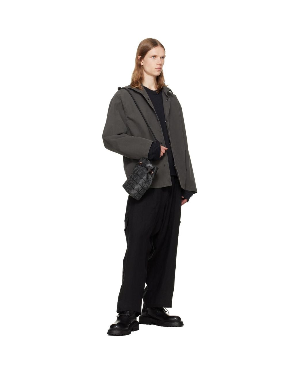 Issey Miyake Black Wring Denim Bag for men