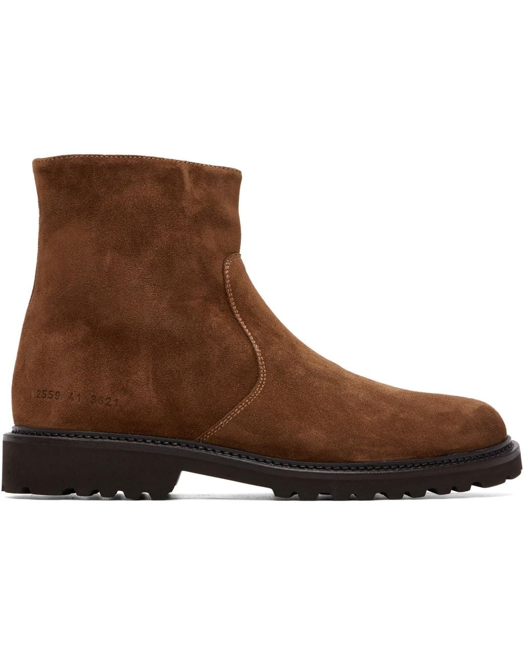 Common Projects Brown Suede Piuma Zipper Boots for men