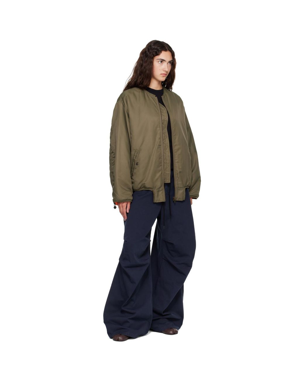 MM6 by Maison Margiela Brown Khaki Contrast Lining Nylon Bomber Jacket