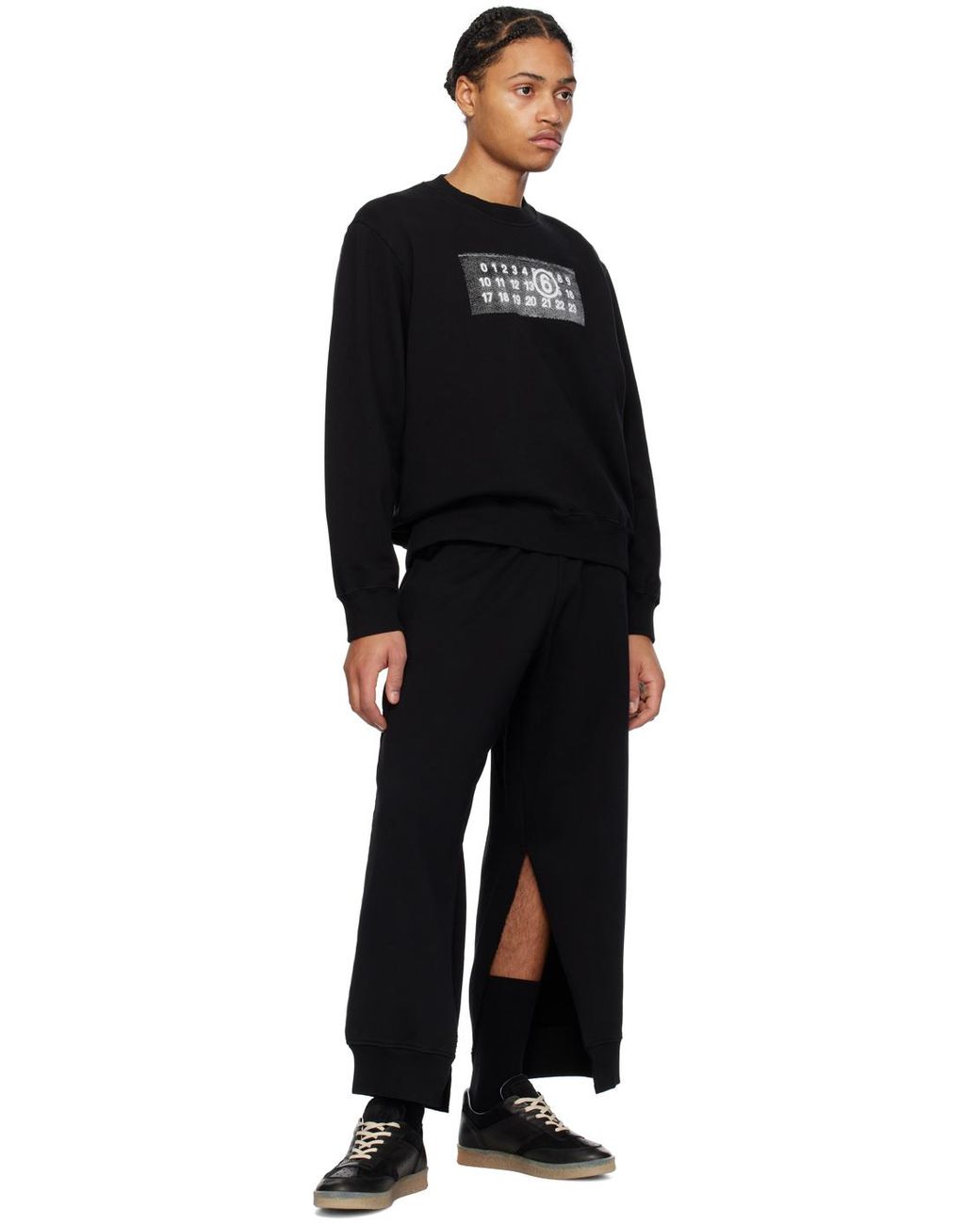 MM6 by Maison Martin Margiela Black Side Slit Sweatpants for Men 