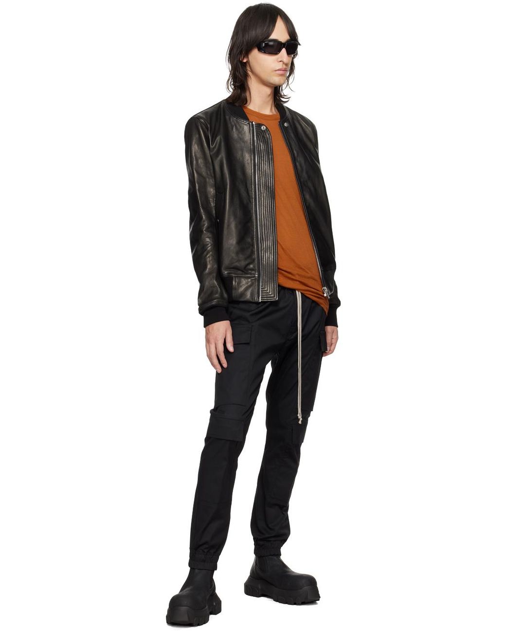 【関税＆送料込み】Rick Owens Classic Flight Leather Jacket Black Classic Flight Leather Jacket by Rick Owens on Sale