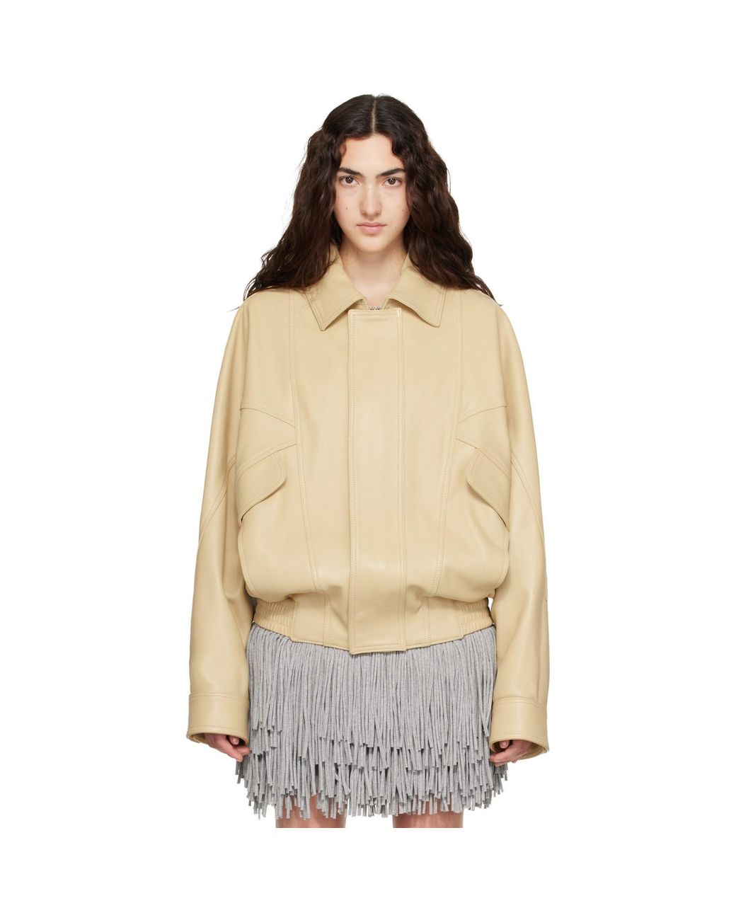 Abra Natural Leather Bomber Jacket