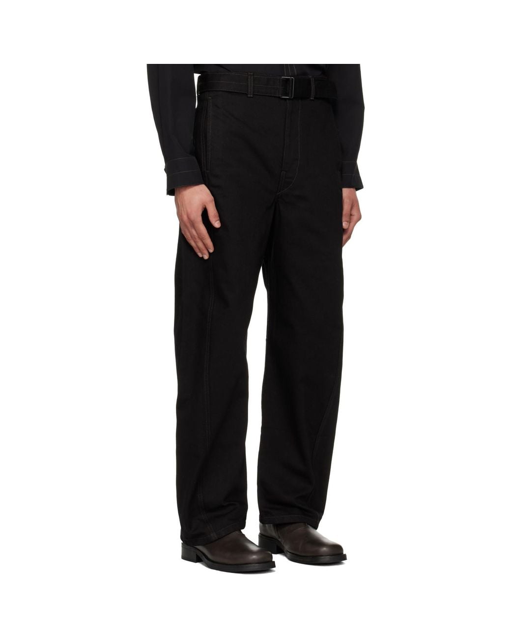 Lemaire Black Twisted Belted Jeans for men