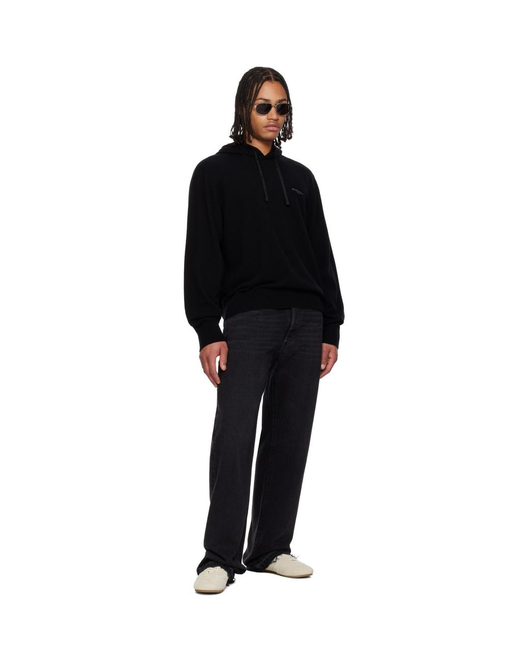 Givenchy Black Wool & Cashmere Embroidered Hoodie for men