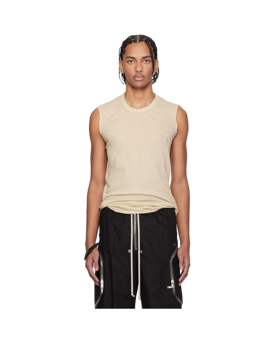 Rick Owens Black Off- Temple Basic Sl Tank Top for men
