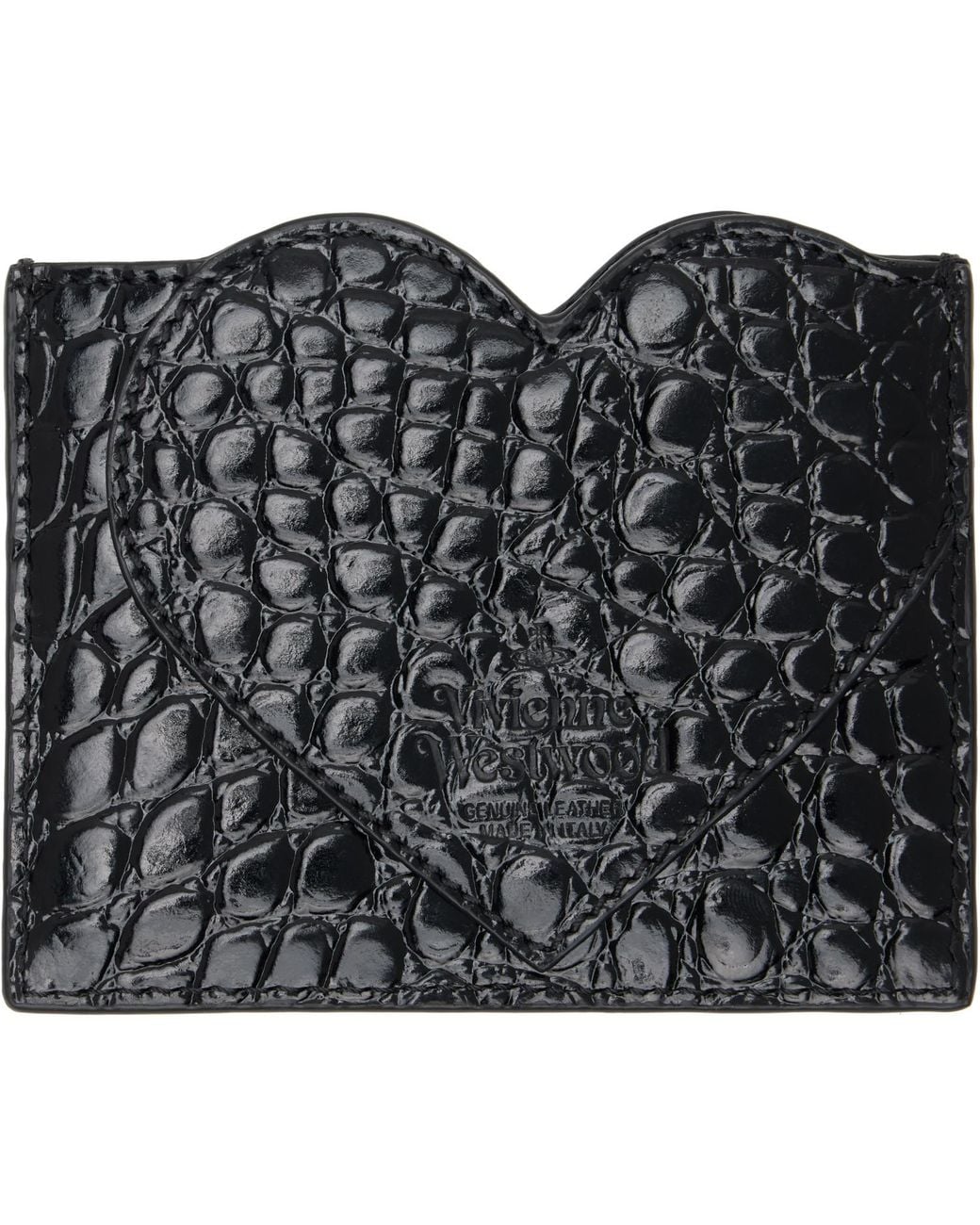 Vivienne Westwood Black Croc Heart Card Holder for men