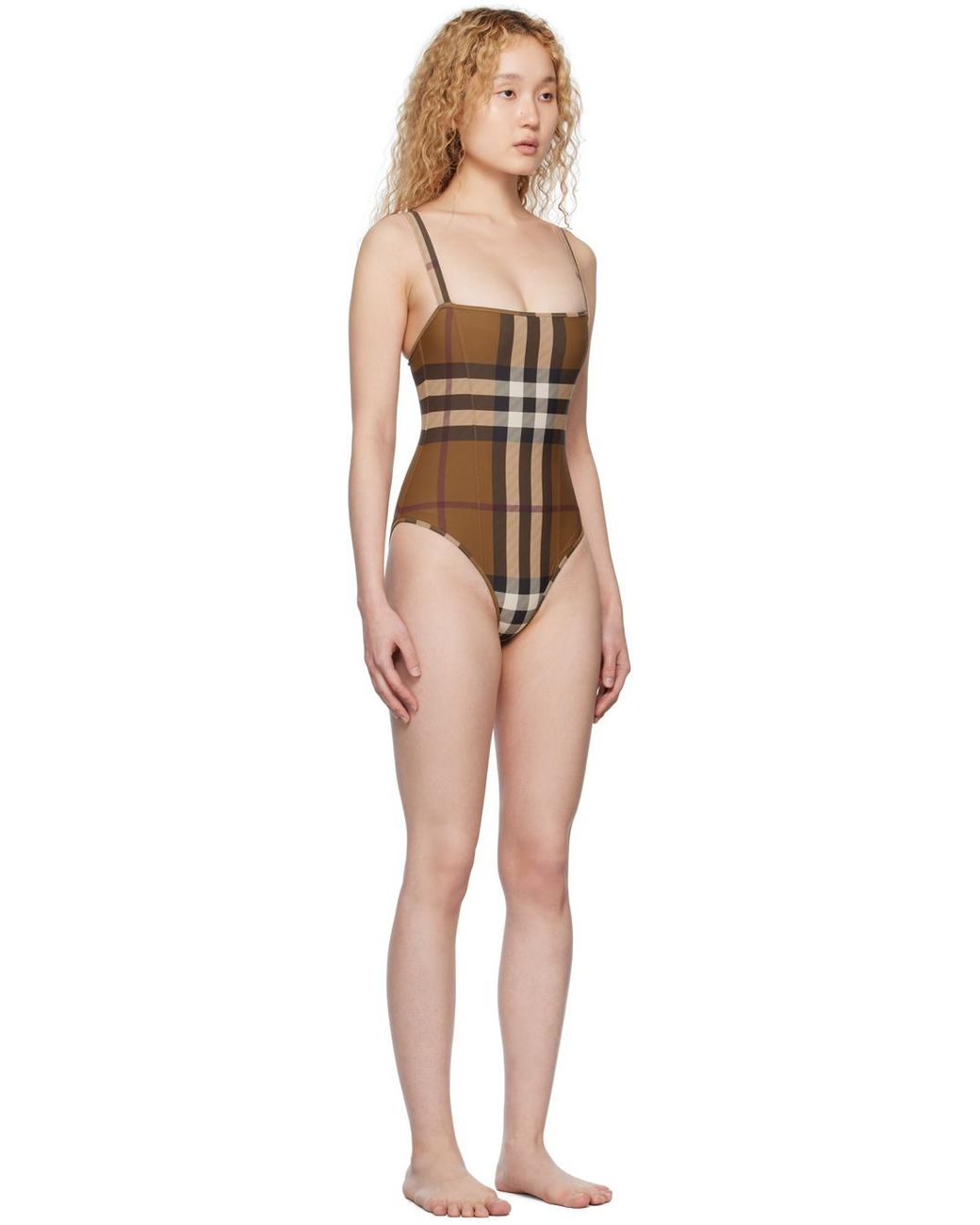 Check One-piece Swimsuit Burberry en coloris Noir | Lyst