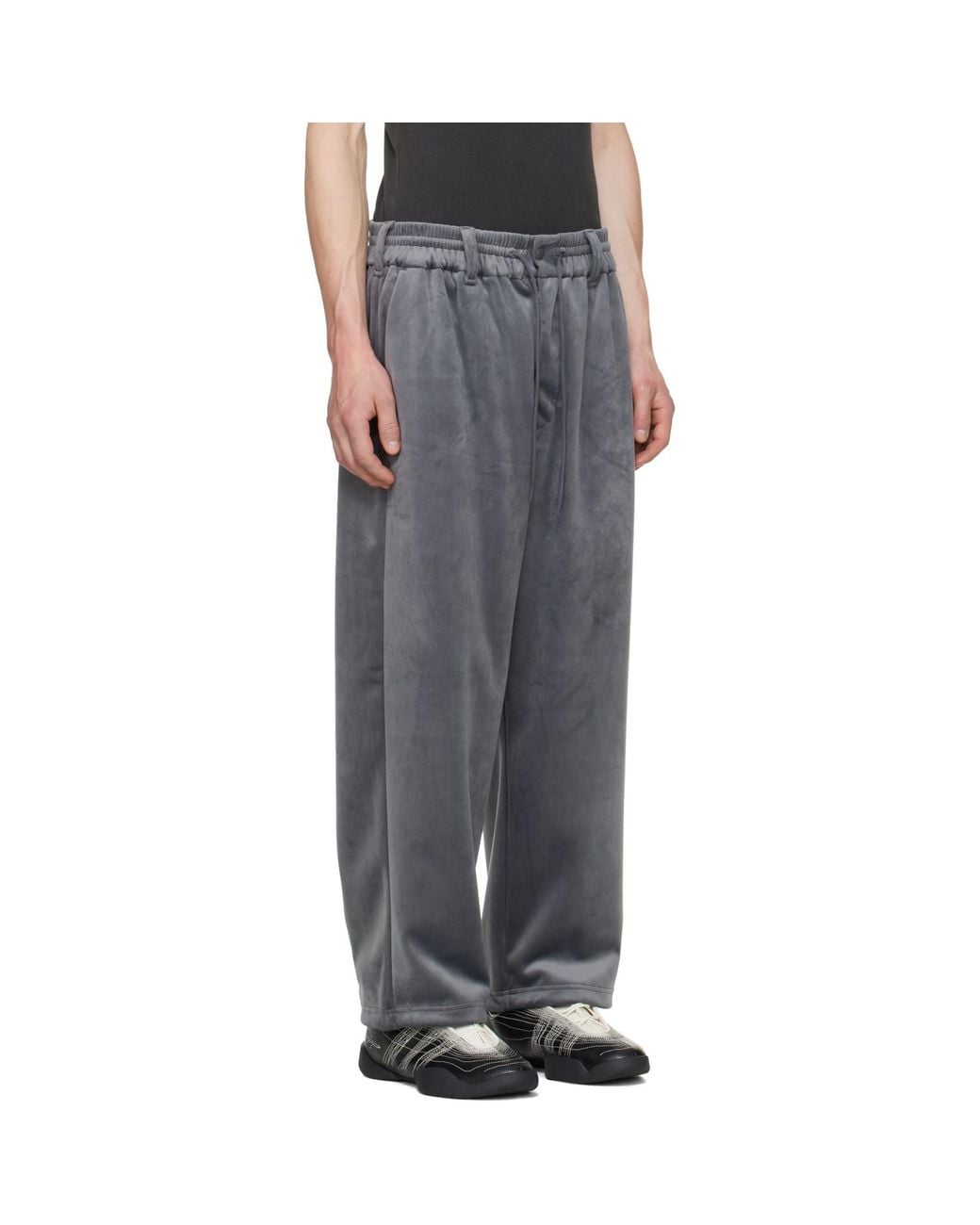 Y-3 Gray Velvet Corduroy Track Pants for men