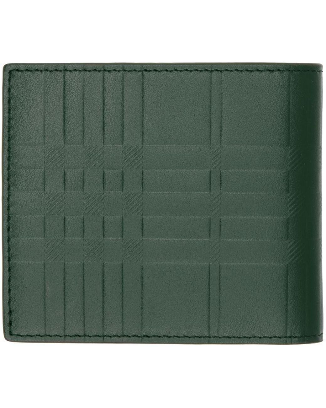 Burberry Green Embossed Check Wallet for Men | Lyst