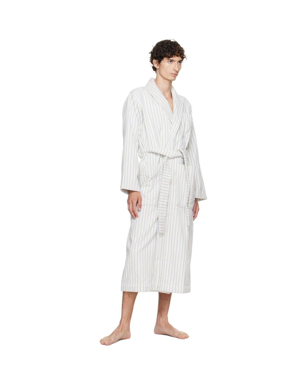 Tekla White Terry Classic Bathrobe for men