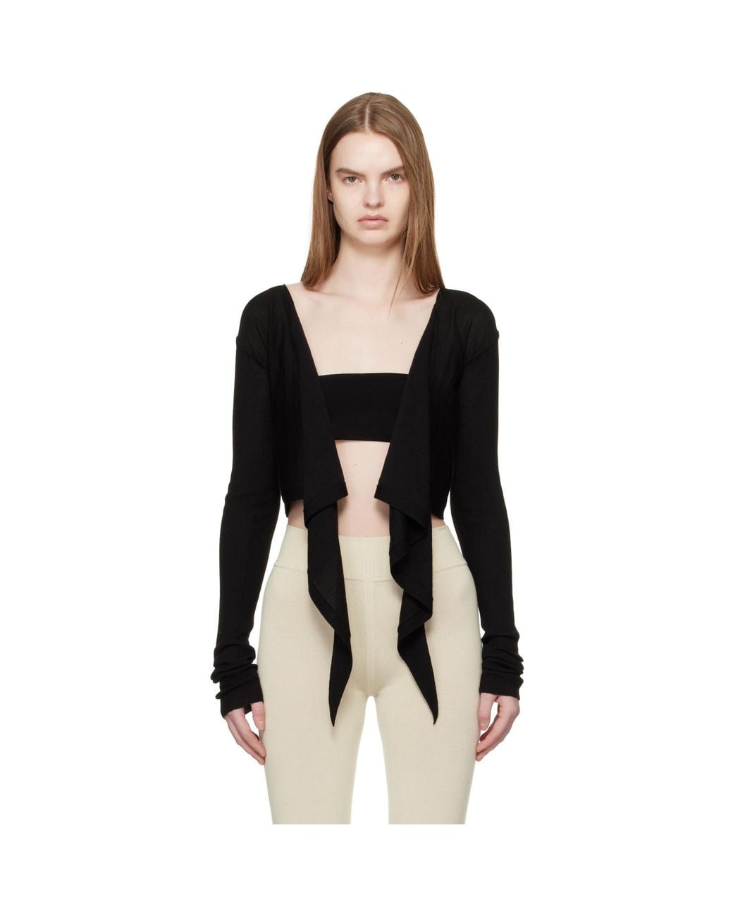 Rick Owens Black Temple Crop Wrap Top