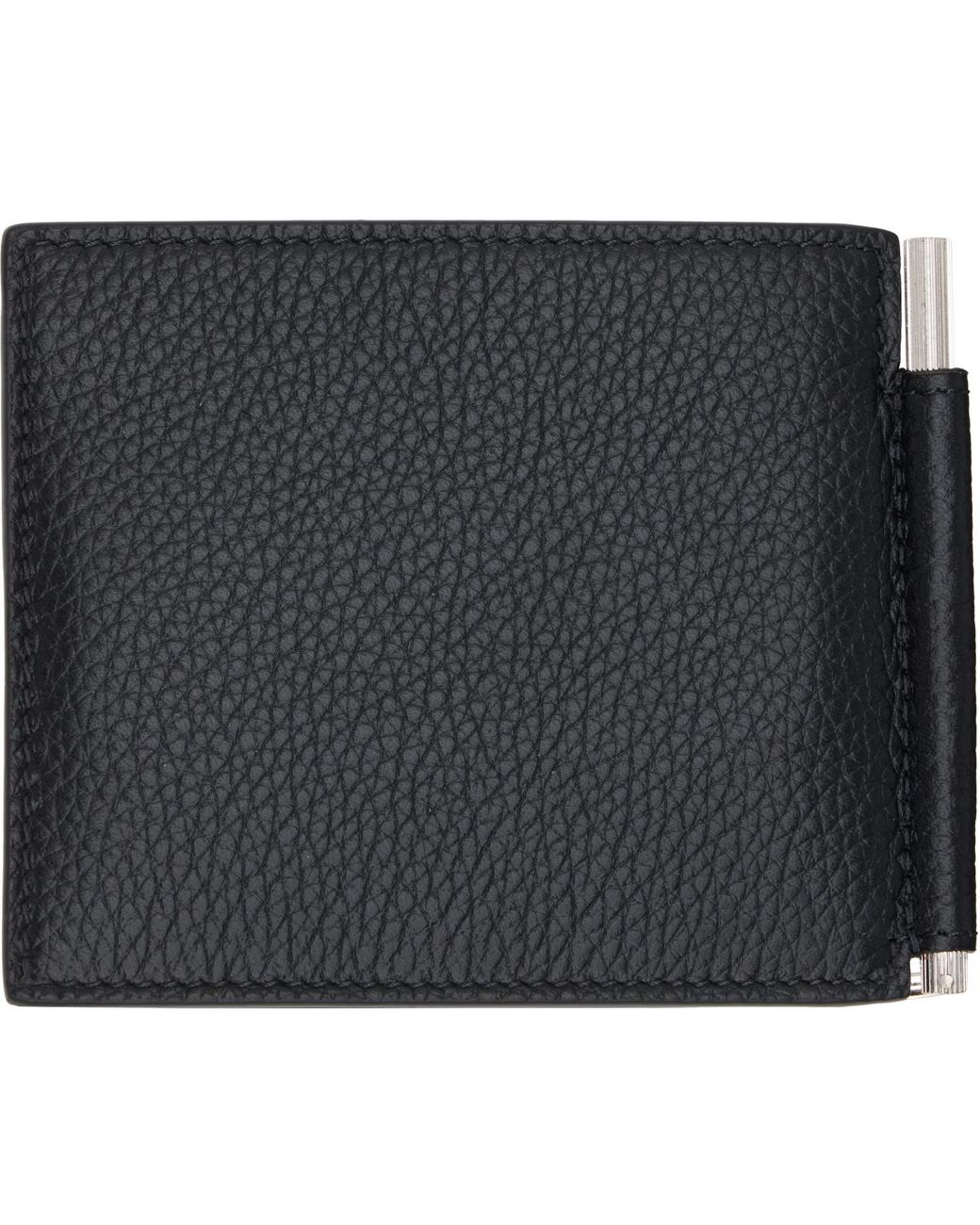 Tom Ford Black Grain Leather Money Clip Wallet for men