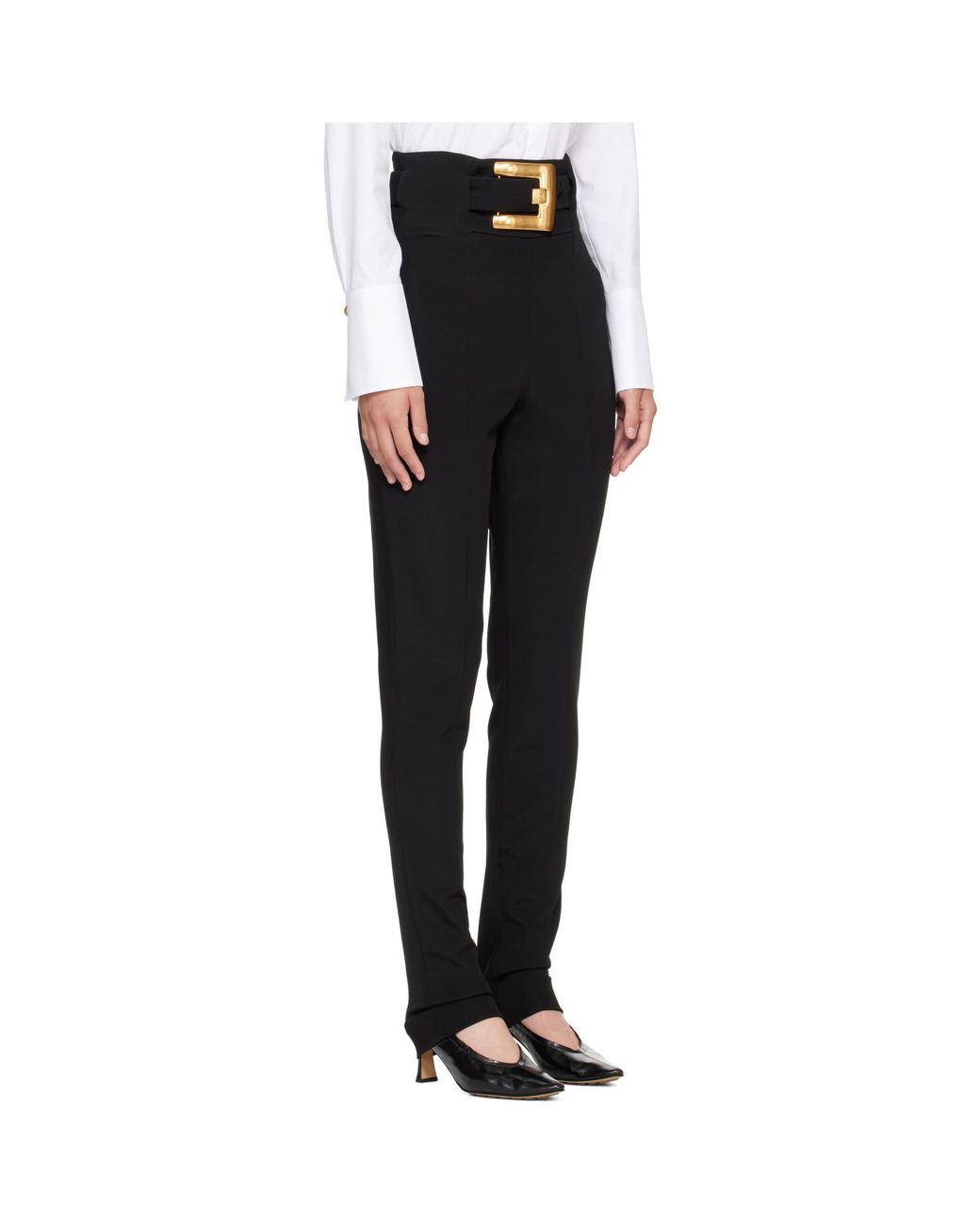 Balmain Black Stretch Belt Leggings
