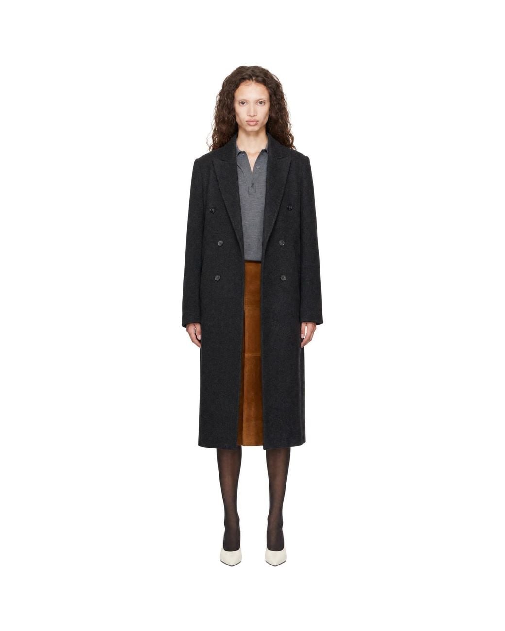 Loulou de Saison Black Rosco Double Breasted Long Coat