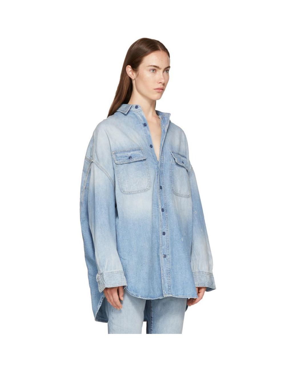 R13 Blue Oversized Denim Shirt | Lyst
