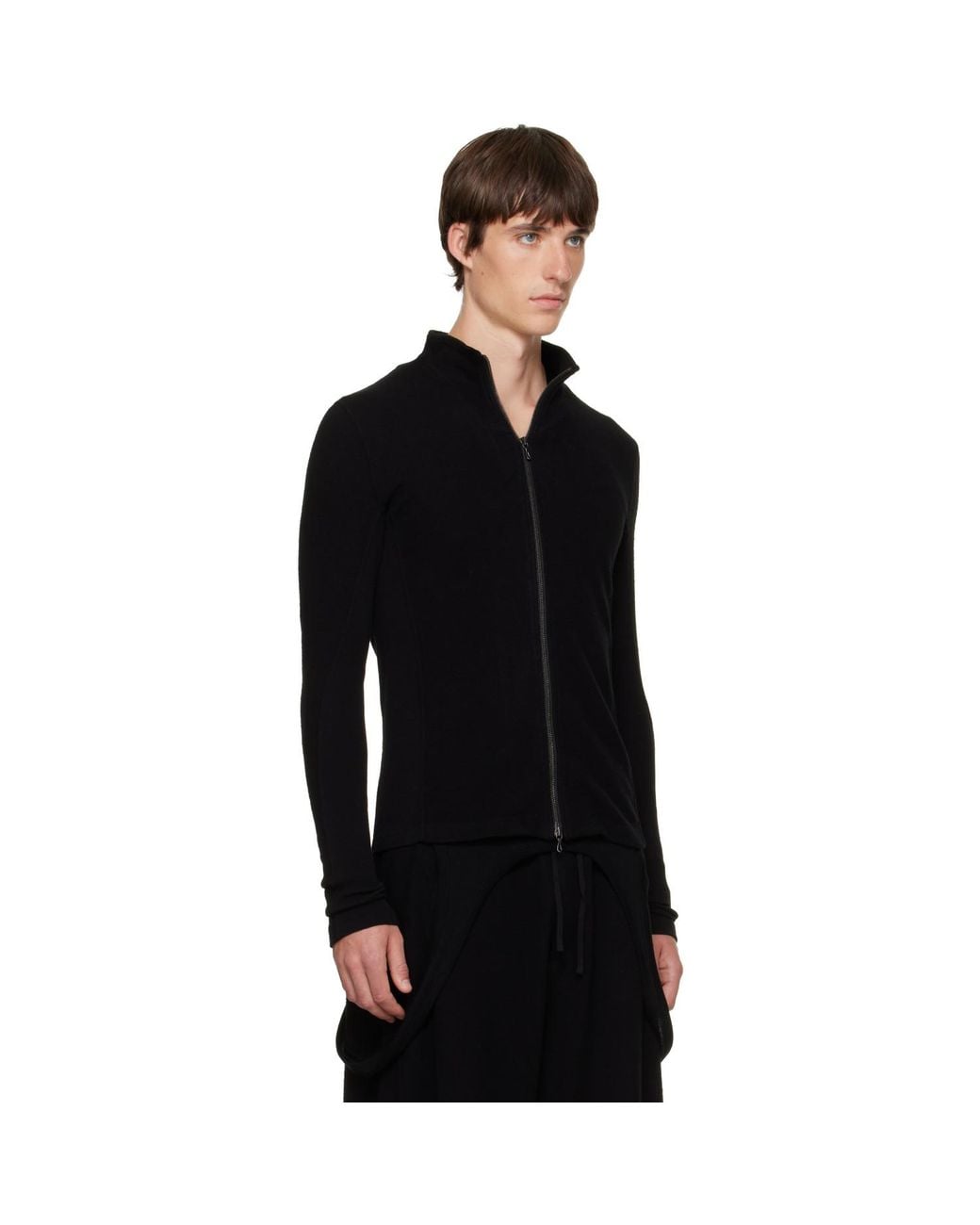 Julius Black Seamed Skinny Sweater for men