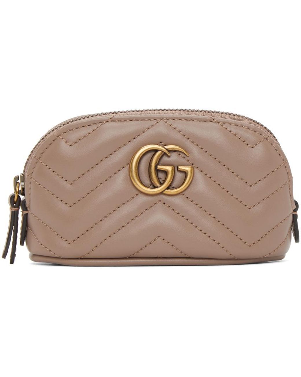 Gucci Taupe Mini gg Marmont 2.0 Coin Pouch Keychain | Lyst