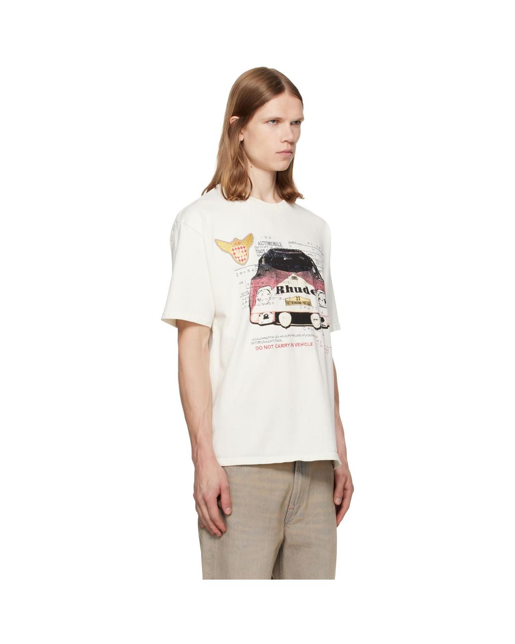 Rhude White Off- Slip T-Shirt for men