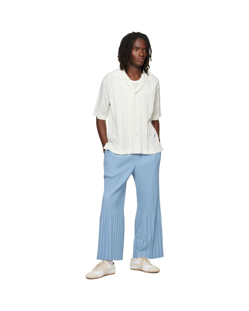 Homme Plissé Issey Miyake White Off- Edge Shirt for men