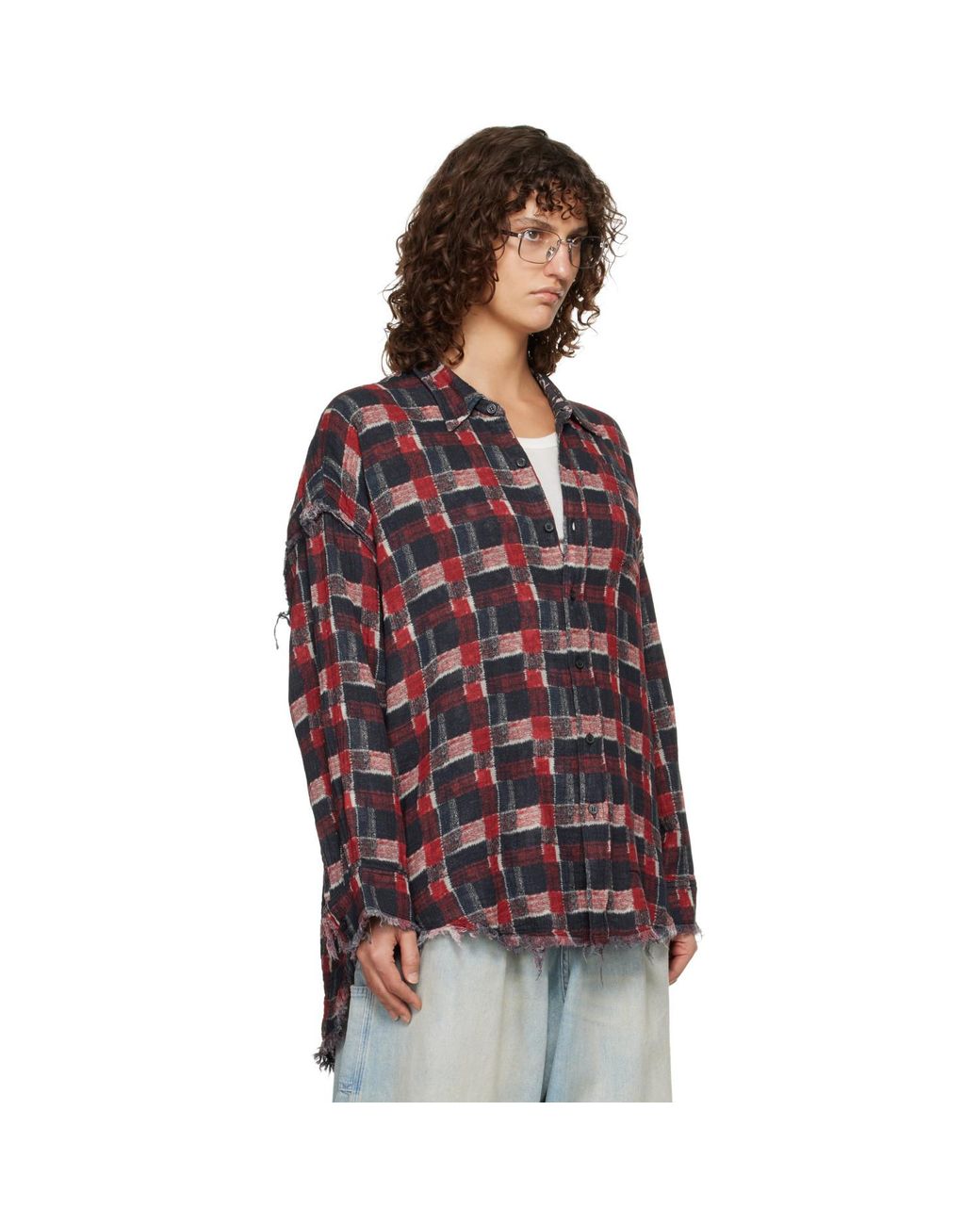 R13 Shredded Seam Drop Neck Reversible Shirt