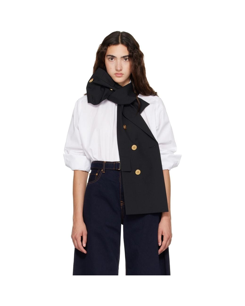 Sacai Black Poplin X Suiting Shirt