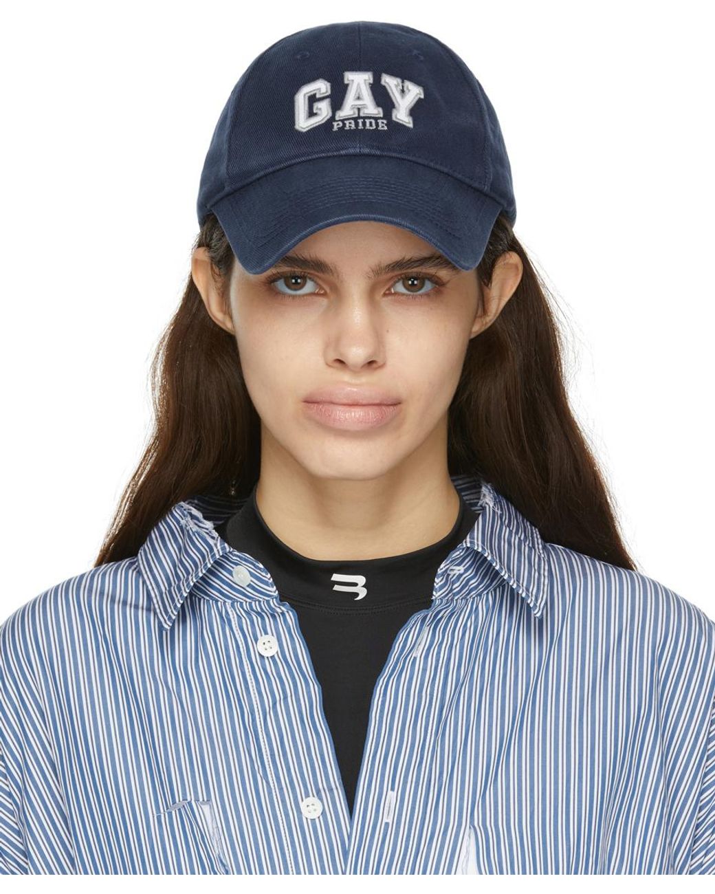 Balenciaga Cotton Navy 'gay Pride 2021' Cap in Blue | Lyst