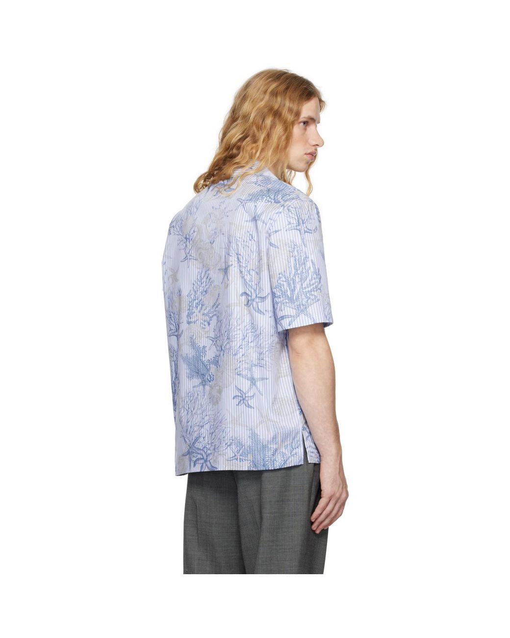 Versace White Barocco Sea Striped Shirt for men