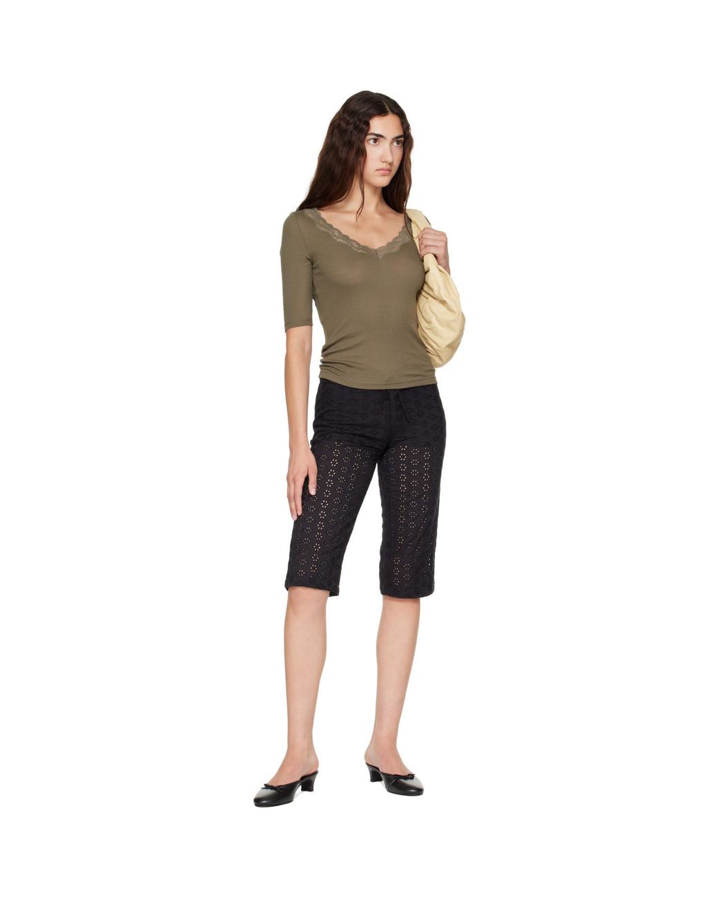 Fruity Booty Black Khaki Intimo 3/4 Sleeve T-Shirt