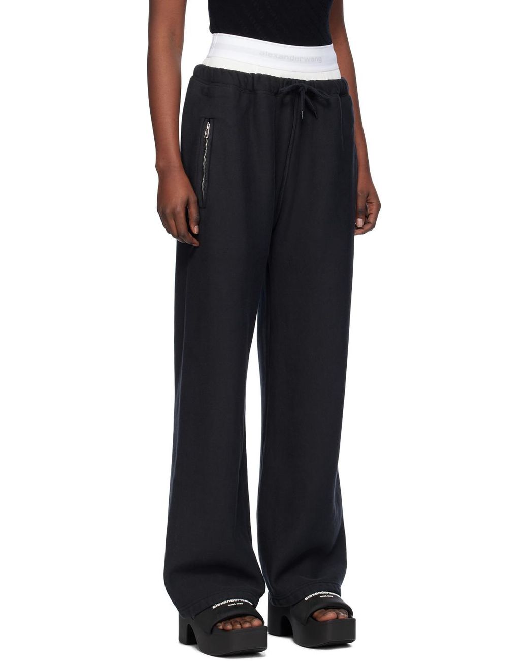 パンツ T By Alexander Wang Relaxed Black Wide-Leg Pants T By Alexander Wang Black Wide-leg Sweatpants | Lyst